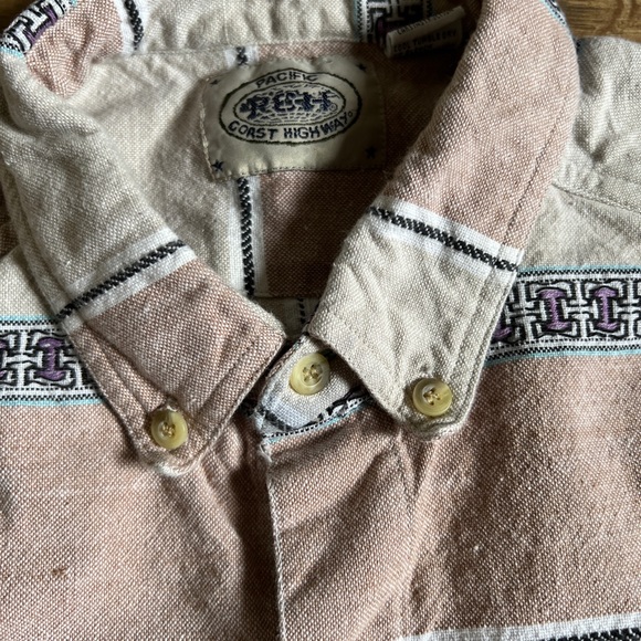vintage pacific coast highway Aztec mens short sleeve Button Down shirt xl - Picture 3 of 6